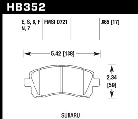 Hawk 1998-2/2002 Subaru Forester L (w/Rear Drum Brakes) High Perf. Street 5.0 Front Brake Pads - 0