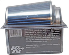 Load image into Gallery viewer, K&amp;N Universal Air Filter Chrome Round Tapered Blue - 4in Flange ID x 1.125in Flange Length x 5.5in H