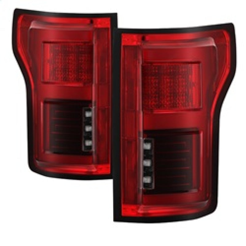 Spyder 15-18 Ford F-150 LED Tail Lights (w/Blind Spot) - Red Clear (ALT-YD-FF15015BS-LBLED-RC) - 0