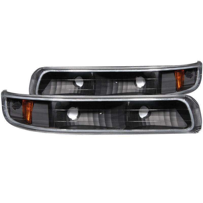 ANZO 1999-2002 Chevrolet Silverado 1500 Euro Parking Lights Black w/ Amber Reflector - 0