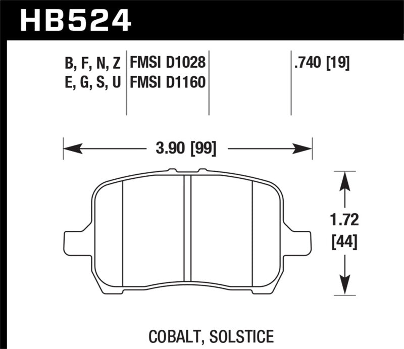 Hawk 05-07 Cobalt SS / 08-09 HHR / 04+ Malibu / 07A+ G5 GT / 06+ G6 / HPS Street Front Brake Pads - 0