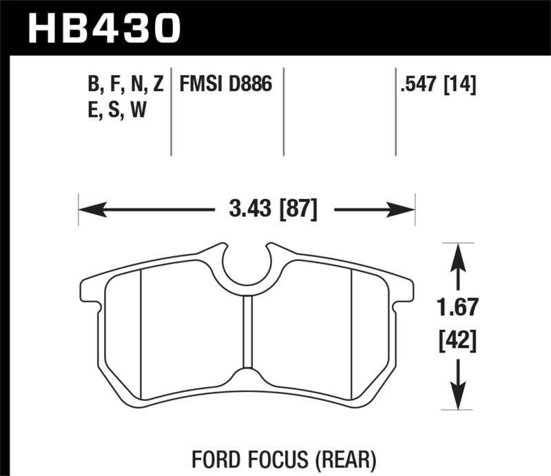 Hawk 00-07 Ford Focus HPS 5.0 Rear Street Brake Pads - 0