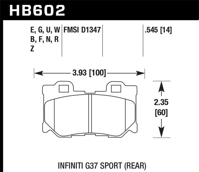 Hawk Infiniti G37 Sport HPS Street Rear Brake Pads - 0