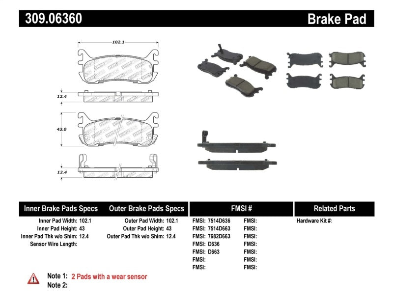 StopTech Performance 94-97/99-05 Miata w/ Normal Suspension Rear Brake Pads D636 - 0