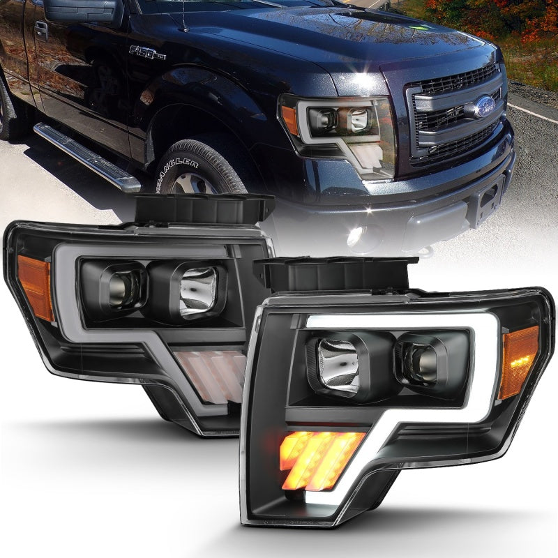 ANZO 2009-2014 Ford F-150 Projector Light Bar G4 H.L. Black Amber - 0