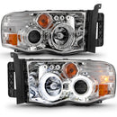 ANZO 2002-2005 Dodge Ram 1500 Projector Headlights w/ Halo Chrome Clear Amber-3