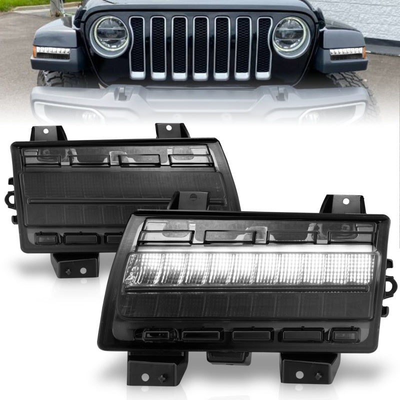 ANZO Wrangler 18-21/Gladiator 20+ LED Side Marker Lights Smoke w Sequential Signal - 0