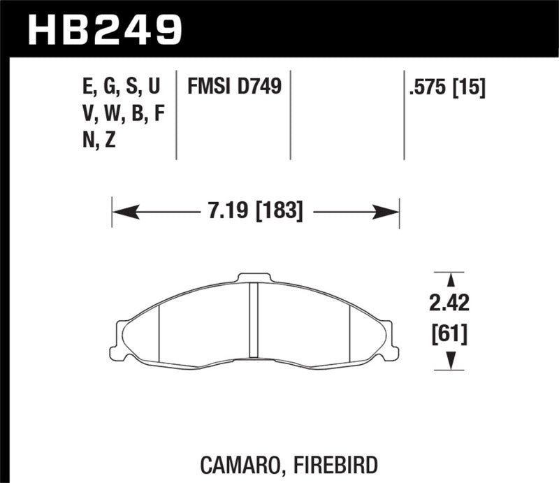 Hawk 1998-2002 Chevrolet Camaro SS 5.7 HPS 5.0 Front Brake Pads - 0