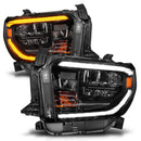 ANZO 14-21 Toyota Tundra (OE Halogen w/LED DRL) LED Crystal Headlights w/ Switchback &amp; DRL - Blk-3