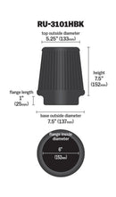 K&N Universal Rubber Filter Round Tapered 6in Flange ID x 7.5in Base OD x 5.25in Top OD x 8in Height-7