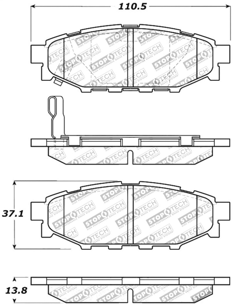 StopTech Performance 08-10 WRX Rear Brake Pads - 0