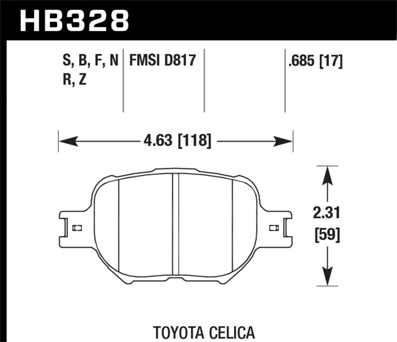 Hawk 01-05 Celica GT/GT-S/05-08 tC HPS Street Front Brake Pads - 0