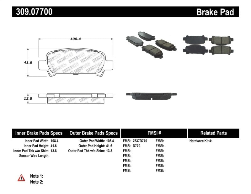 StopTech Performance 02-03 WRX Rear Brake Pads - 0