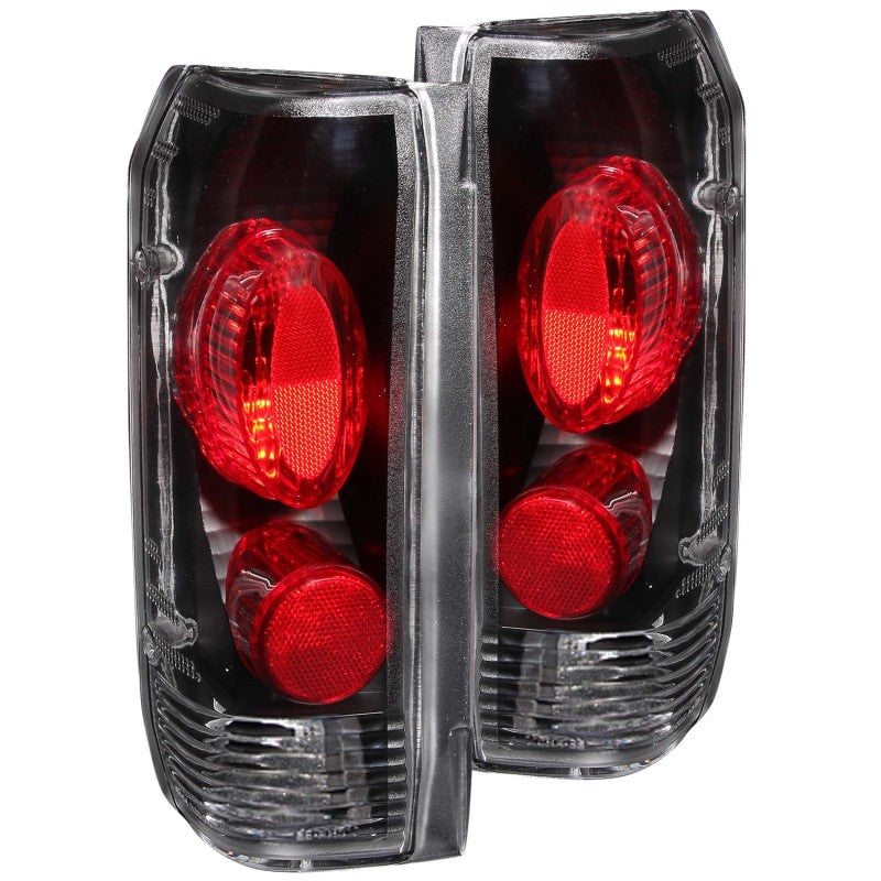 ANZO 1989-1996 Ford F-150 Taillights Black - 0