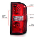 ANZO 2014-2018 GMC Sierra LED Tail Lights Black Housing Red/Clear Lens-3