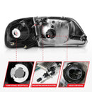 ANZO 1997-2003 Ford F150 Crystal Headlight Black w/ Parking Light-4