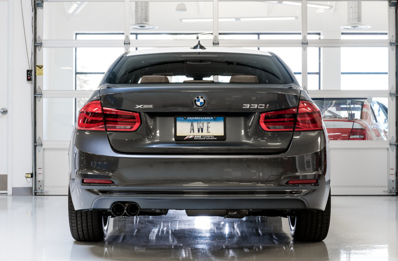 AWE Tuning BMW F3X 28i / 30i Touring Edition Axle-Back Exhaust Single Side - 80mm Black Tips - 0