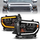 ANZO 14-21 Toyota Tundra (OE Halogen w/LED DRL) LED Crystal Headlights w/ Switchback &amp; DRL - Blk-1