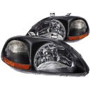 ANZO 1996-1998 Honda Civic Crystal Headlights Black-3