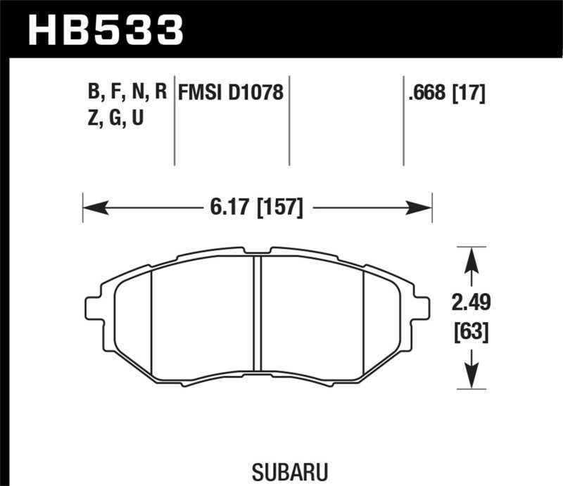 Hawk 2006-2007 Subaru B9 Tribeca Limited HPS 5.0 Front Brake Pads - 0