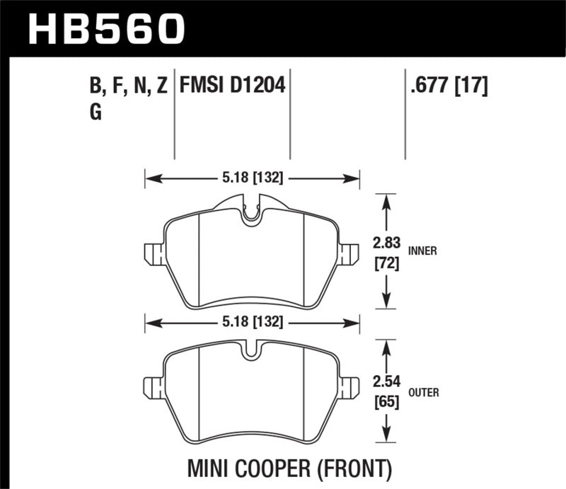 Hawk 05-06 JCW R53 Cooper S & 07+ R56 Cooper S HP+ Street Front Brake Pads - 0