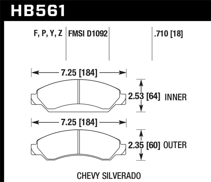 Hawk 07-08 Escalade 6.2 / 07-08 Avalanche Super Duty Front Brake Pads - 0