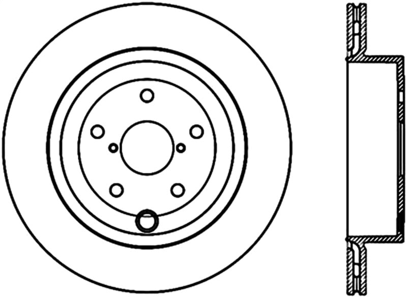 StopTech 08+ Subaru STI (Will Not Fit 05-07) Slotted & Drilled Sport Brake Rotor - 0