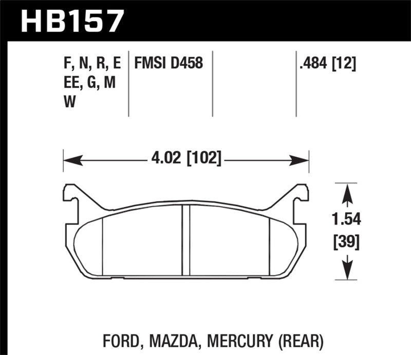 Hawk 91-96 Ford Escort GT / 90-93 Mazda Miata DTC-60 Rear Race Brake Pads - 0