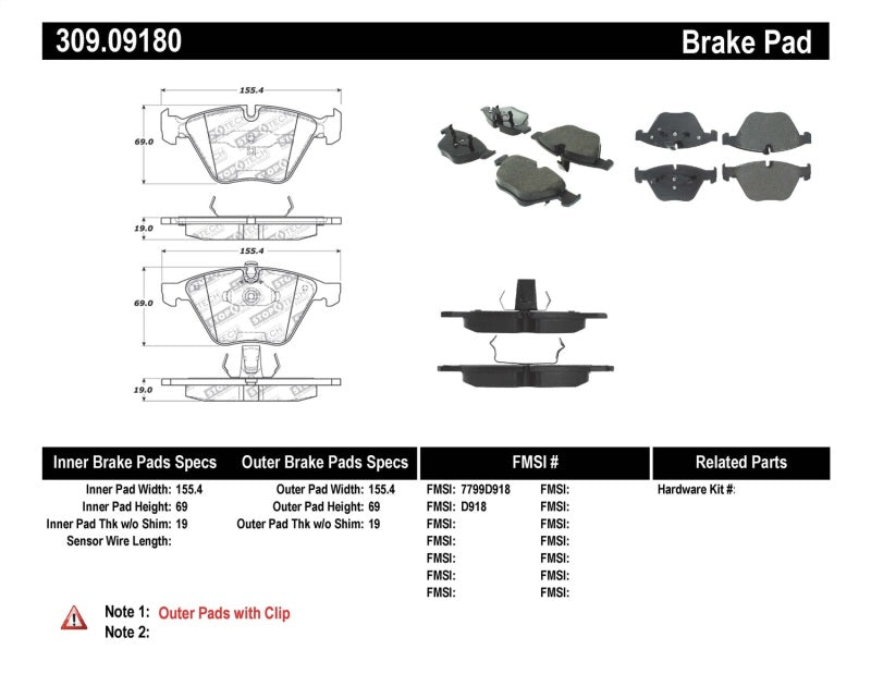 StopTech Performance 07-09 BMW E90/E92/E93 335i Coupe/Sedan Front Brake Pads D918 - 0