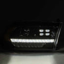 AlphaRex 09-18 Dodge Ram 1500HD PRO-Series Proj Headlights Plank Style Alpha Black w/Seq Signal/DRL-3