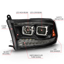 ANZO 2009-2018 Dodge Ram 1500 Led Projector Plank Style Switchback H.L Halo Black Amber (OE Style)-4