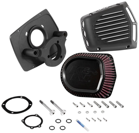 K&N Street Metal Intake System for 01-16 Harley-Davidson Softail/Dyna - Shaker Black