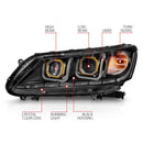 ANZO 2013-2015 Honda Accord (4dr ONLY) Projector Headlights w/ U-Bar Black-8