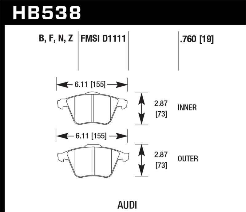 Hawk 2009-2009 Audi A4 Cabriolet HPS 5.0 Front Brake Pads - 0