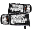 ANZO 1994-2001 Dodge Ram Crystal Headlights Black-1