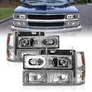 ANZO 88-98 Chevrolet C1500 Crystal Headlights Chrome Housing w/ Signal and Side Marker Lights-1