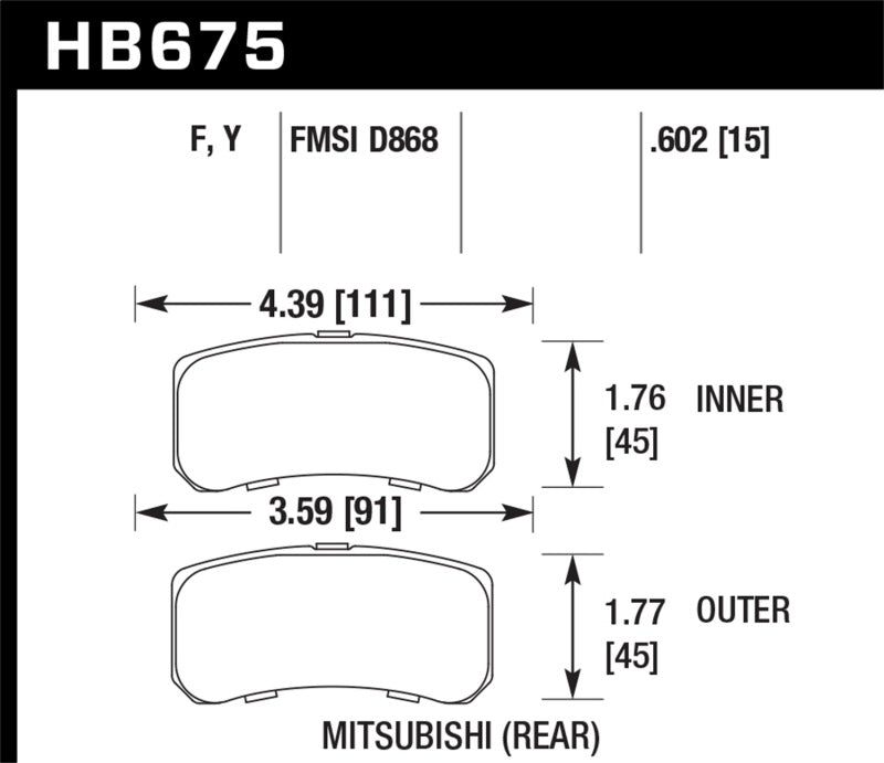 Hawk 09+ Mitsubishi Lancer Ralliart / 08+ Lancer GTS HPS Street Rear Brake Pads - 0