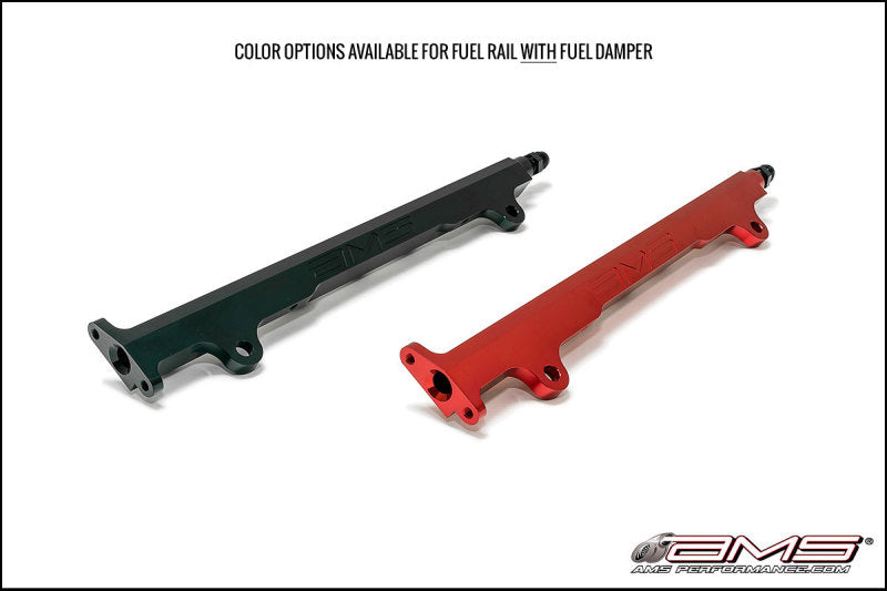 AMS Performance 08-15 Mitsubishi EVO X CNC Machined Aluminum Fuel Rail w/Pulsation Dampener - Red - 0