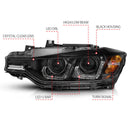 ANZO 2012-2015 BMW 3 Series Projector Headlights w/ U-Bar Black-9