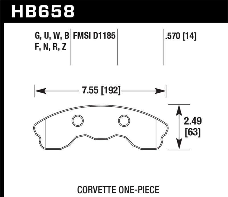 Hawk 2010-2013 Chevy Corvette Grand Sport (One-Piece Pads) High Perf. Street 5.0 Front Brake Pads - 0