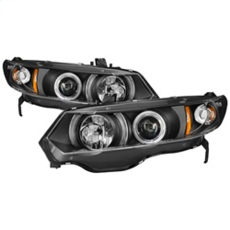 Spyder Honda Civic 06-08 2Dr Projector Headlights LED Halo Black High H1 Low H1 PRO-YD-HC06-2D-HL-BK - 0