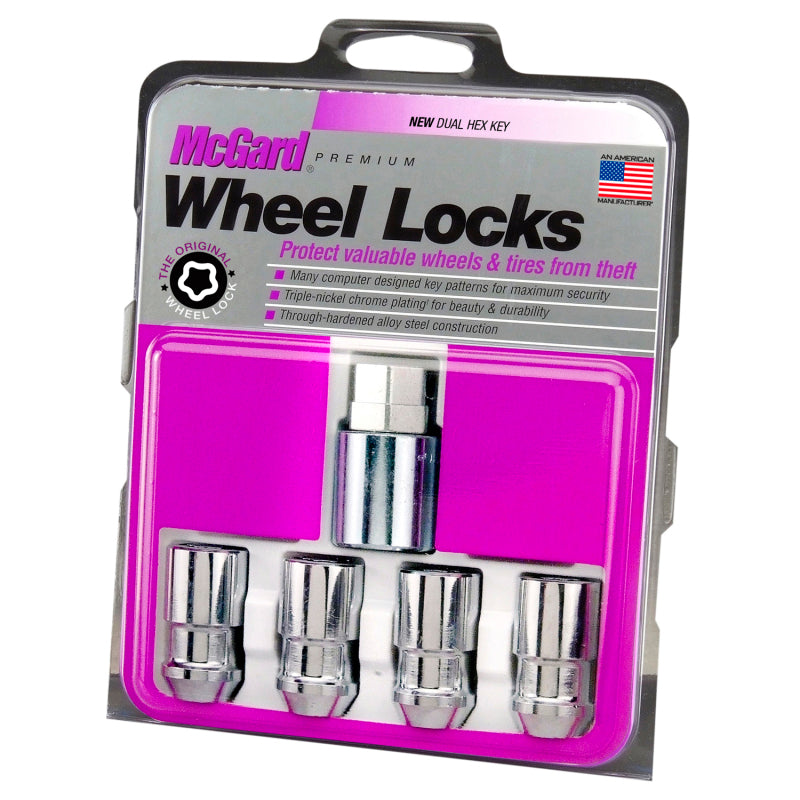 McGard Wheel Lock Nut Set - 4pk. (Cone Seat) 1/2-20 / 3/4 & 13/16 Dual Hex / 1.66in. Length - Chrome - 0