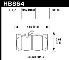 Hawk 13-17 Lexus GS350/GS350 F Sport / 12-17 Lexus IS350 HPS Street Front Brake Pads - 0