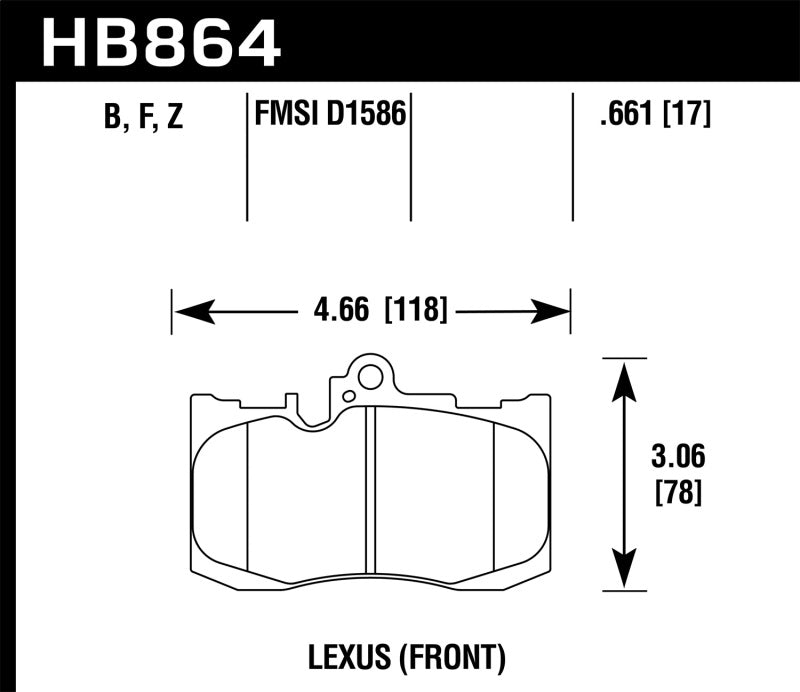 Hawk 13-17 Lexus GS350/GS350 F Sport / 12-17 Lexus IS350 HPS Street Front Brake Pads - 0