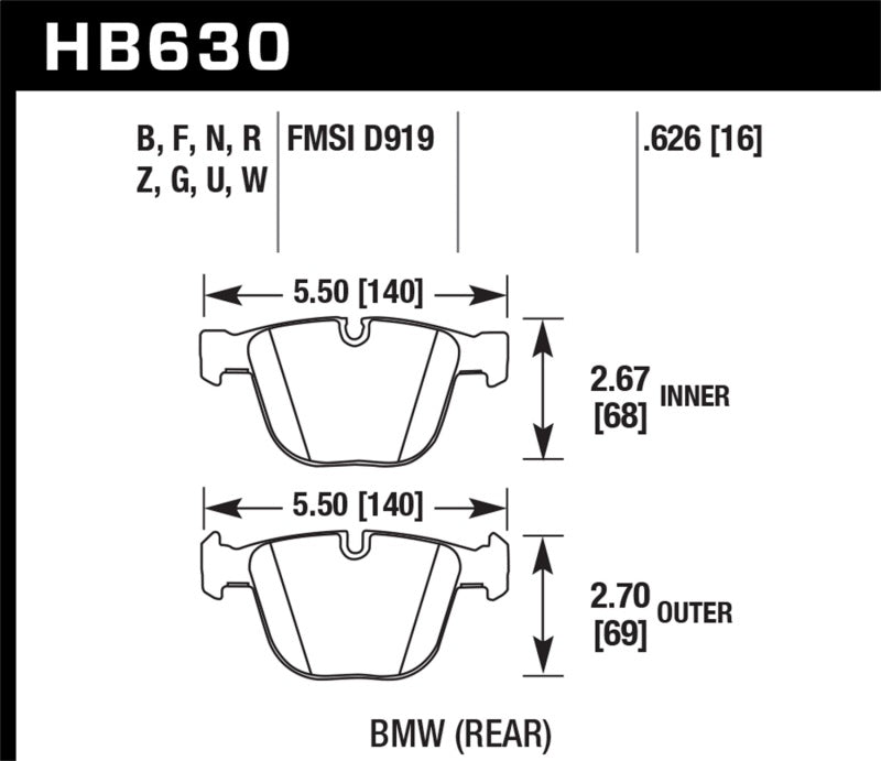 Hawk 04-10 BMW 535i/545i/550i / 04-10 645Ci/650i /02-09 745i/745Li/750 HPS 5.0 Street Brake Pads - 0