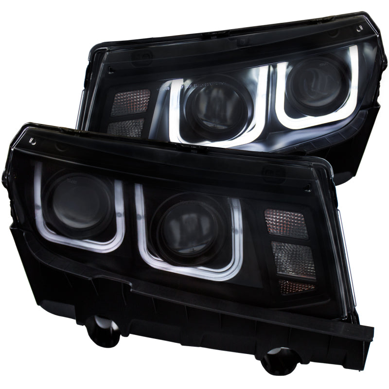 ANZO 2014-2015 Chevrolet Camaro Projector Headlights w/ U-Bar Black - 0