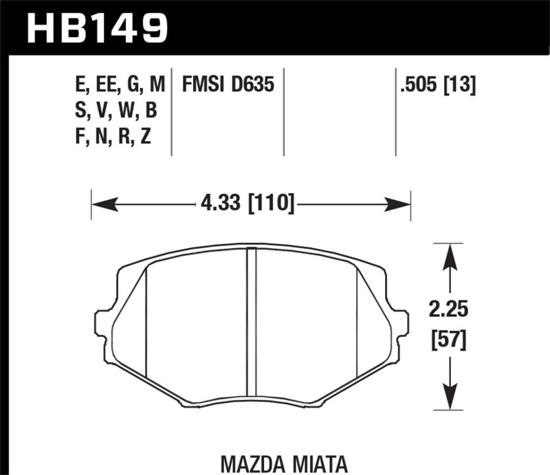 Hawk 1994-1997 Mazda Miata HPS 5.0 Front Brake Pads - 0