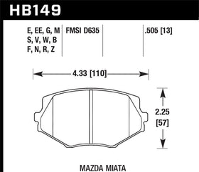 Hawk 94-05 Miata / 01-05 Normal Suspension HP+ Street Front Brake Pads (D635) - 0