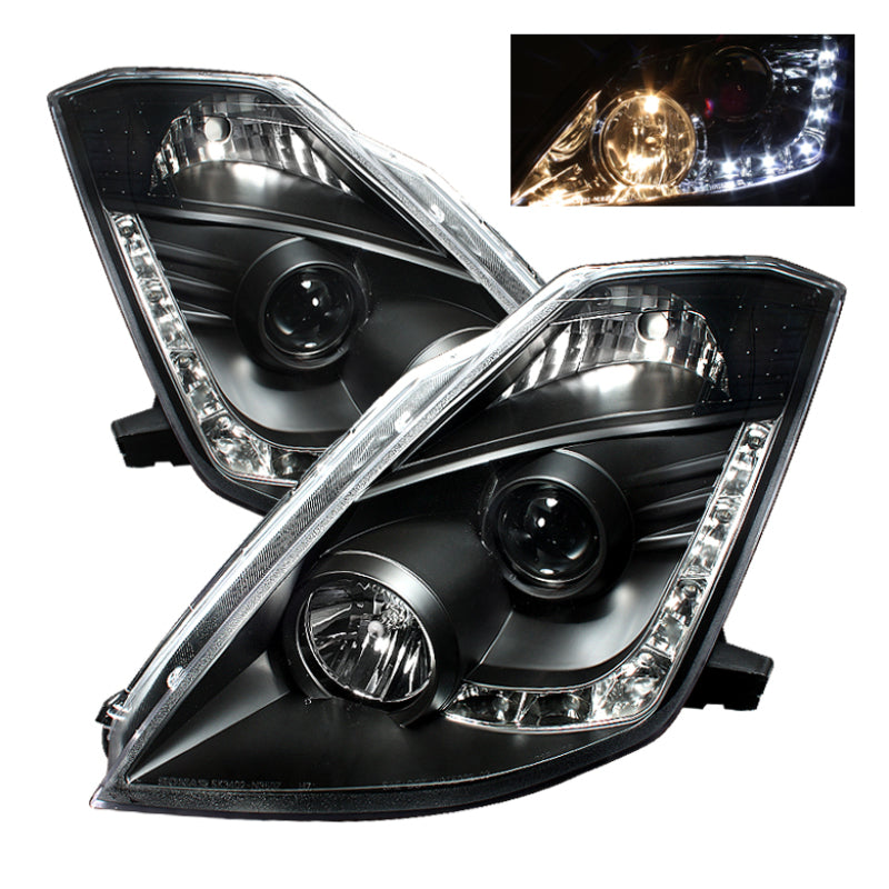 Spyder Nissan 350Z 03-05 Projector Headlights Xenon DRL Blk High H1 Lw D2R PRO-YD-N350Z02-HID-DRL-BK - 0