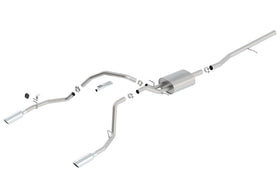 Borla 14 Silv/Sierra 1500 C/B S-Type Exhaust/2.75in Into Dual 2.25in Out 4in Tip Split Rear Exit